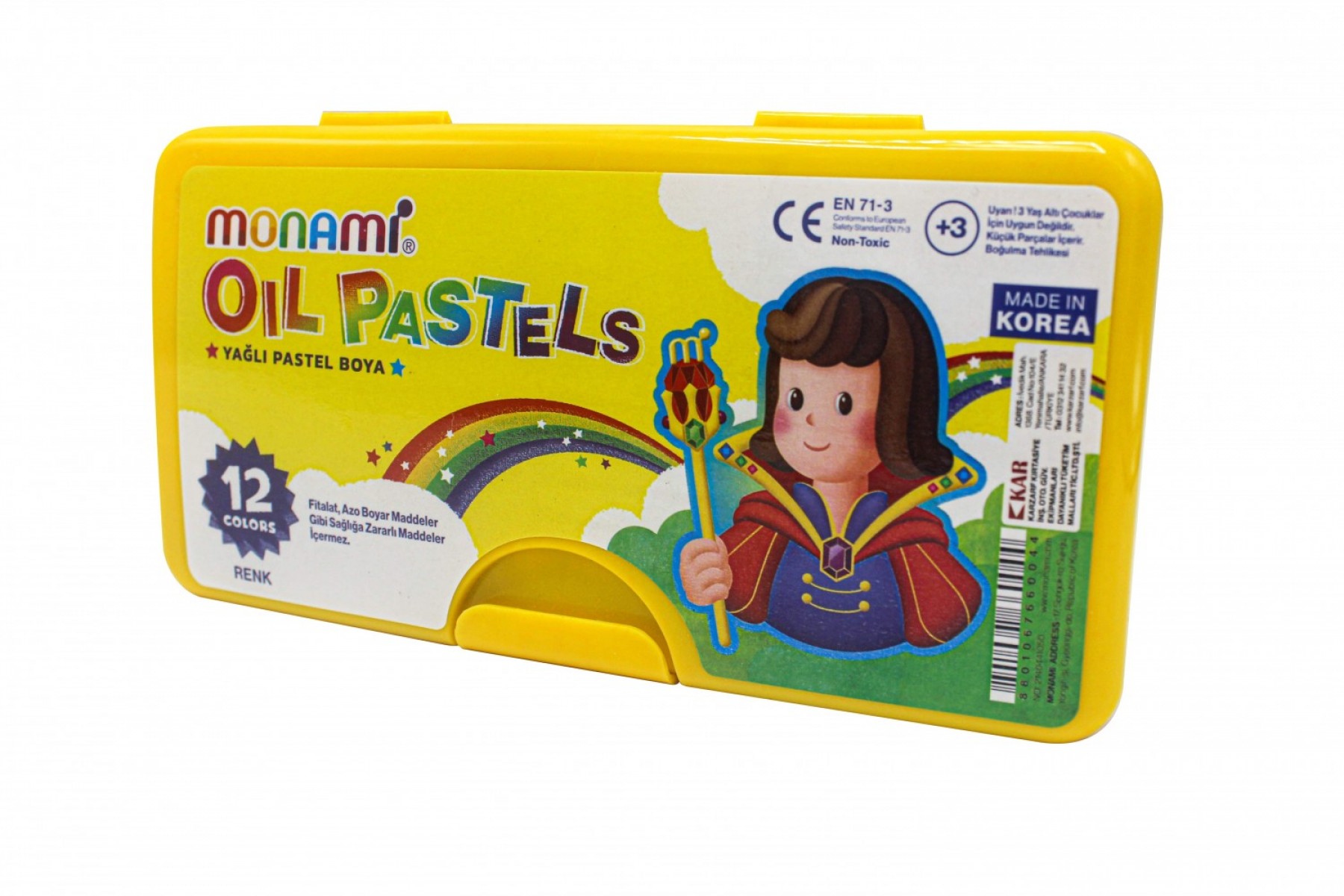 MONAMİ PASTEL BOYA 12 RENK PLASTİK KUTULU