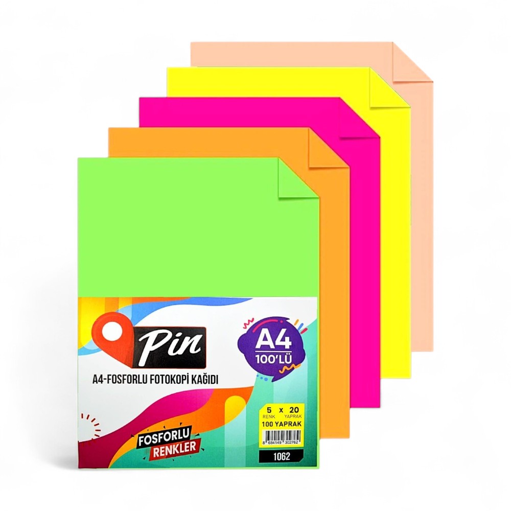 PİN FOTOKOPİ KAĞIDI A4 RENKLİ 10 RENK 50 Lİ