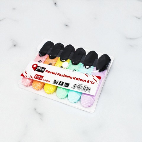 PİN FOSFORLU KALEM 810 6 RENK PASTEL