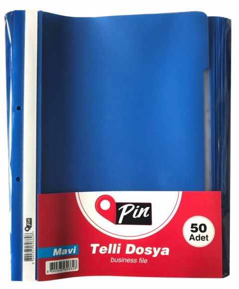 Pin Telli Dosya Mavi 50 li
